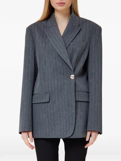 Liu •jo Blazer With Button Jewel In Gray