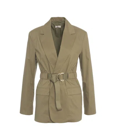 Liu •jo Liu Jo Blazer With Waist Belt And Golden Accents In Neutrals