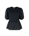 Liu •jo Blusa In Popeline Nera In Black