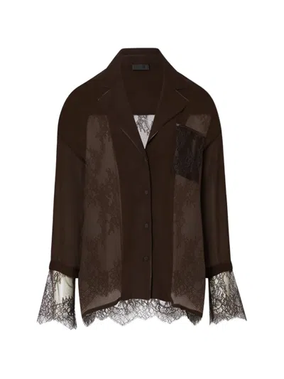 Liu •jo Blouse With Lace Details In Brown