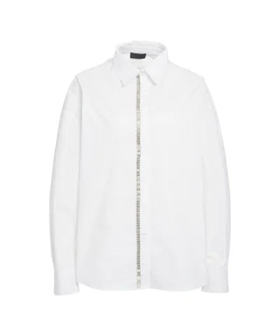 Liu •jo Blouse With Rhinestone-embellished Placket In White