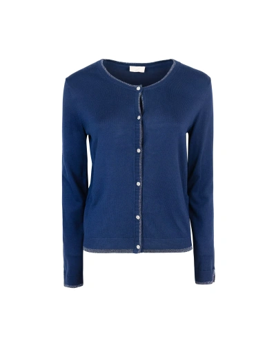 Liu •jo Blue Cardigan With Jewel Buttons In 93831mistery