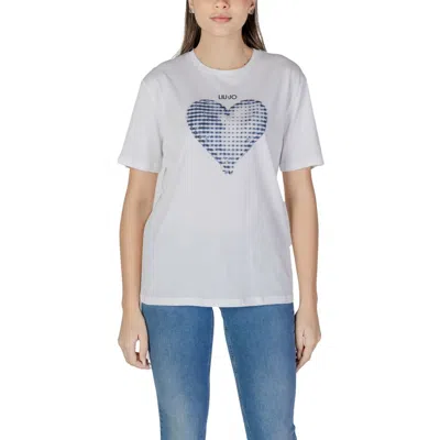 Liu •jo Heart Embellished Crewneck T-shirt In White