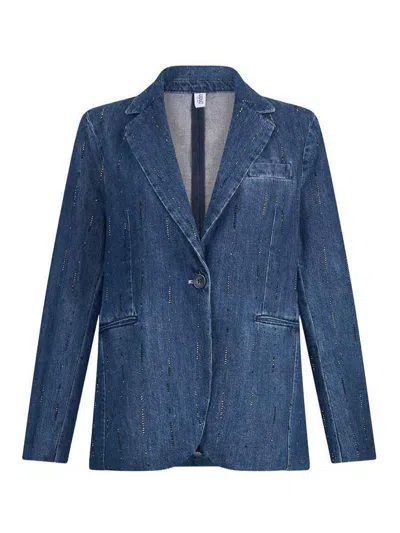 Liu •jo Blue Denim Blazer Embellished