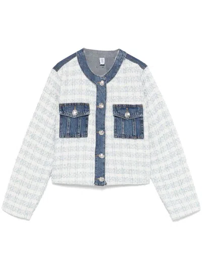 Liu •jo Liu Jo Blue Jacket With Tweed Design
