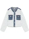 Liu •jo Liu Jo Blue Jacket With Tweed Design In Blue