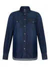 Liu •jo Liu Jo Button-up Blue Shirt With Tailored Fit In Blue