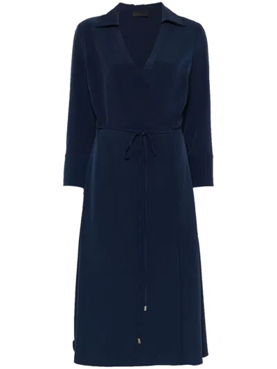 LIU •JO BLUE MIDI WRAP DRESS WITH TIE