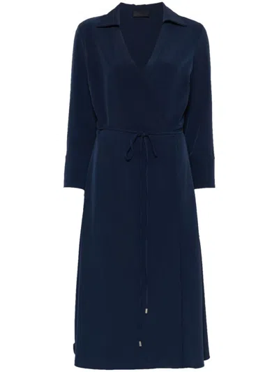 Liu •jo Liu Jo Blue Midi Wrap Dress With Tie