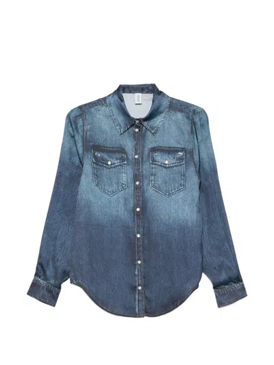 Liu •jo Blue Snap-button Point Collar Shirt