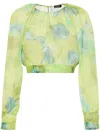 Liu •jo Watercolour-effect Cropped Blouse In Verde