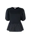 Liu •jo Blusa In Popeline Nera In Z9363