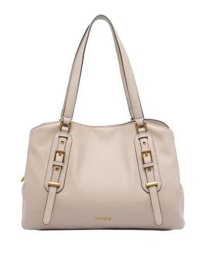 Liu •jo Medium Logo Satchel Bag In Sand
