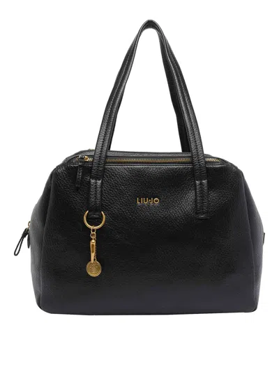 Liu •jo Logo Medium Satchel Bag In Black