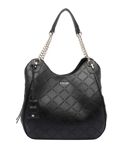Liu •jo Large Logo Satchel Bag In Black