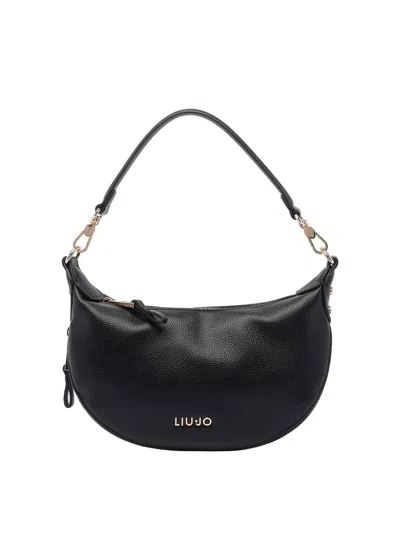 Liu •jo Logo Small Hobo Bag In Black