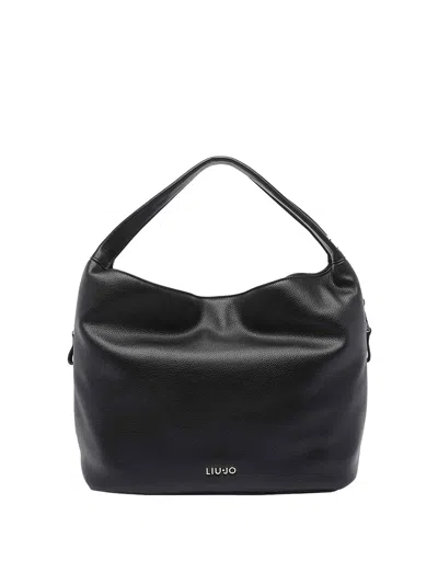 Liu •jo Medium Logo Hobo Bag In Black