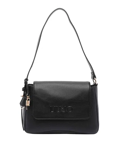 Liu •jo Medium Logo Hobo Bag In Black
