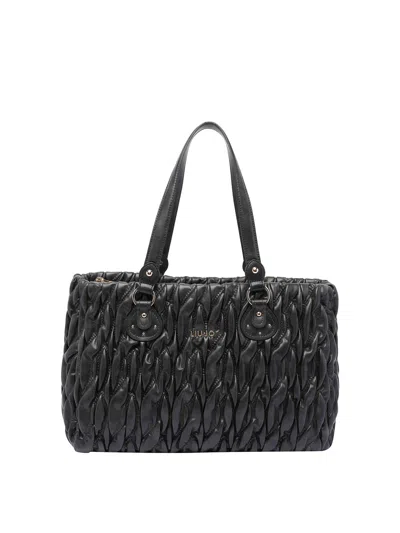 Liu •jo Logo Medium Tote Bag In Black