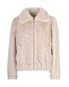 Liu •jo Bomber In Teddy Con Trecce Natural Beige In Pink