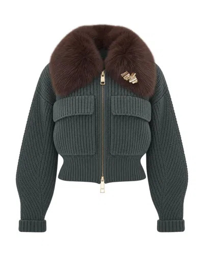 Liu •jo Bomber Lana Collo Teddy Dark Green