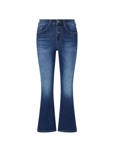 Liu •jo Bootcut Jeans With Jewel Buttons In Blue