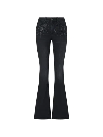 Liu •jo Bootcut Jeans With Rhinestones In Purple