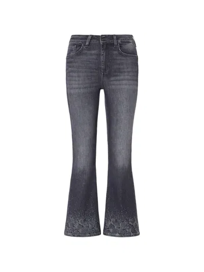 Liu •jo Bootcut Jeans With Rhinestones In Blue