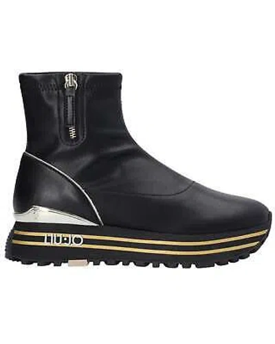 Pre-owned Liu •jo Boots Liu Jo Maxi Wonder 64 Ankle Boot Faux Leather Black
