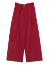 Liu •jo Bordeaux Wide-leg Trousers With Slim Belt In Red