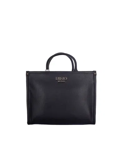 Liu •jo Borsa A Mano Nera In Ecopelle In Black