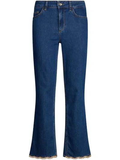 Liu •jo Bottom Up Bootcut Jeans With Rhinestones In Blue