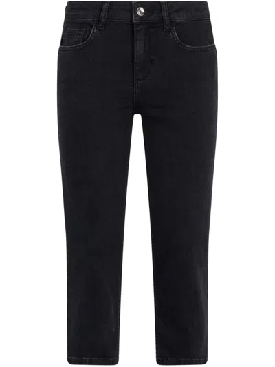 Liu •jo Bottom Up Capri Jeans In Black