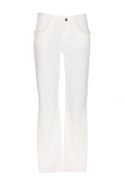 Liu •jo Bottom Up Pearls Jeans In White