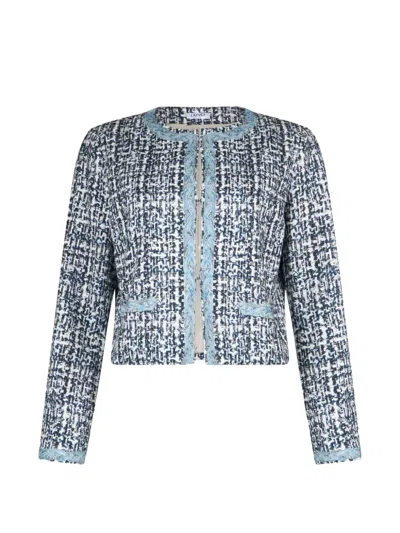 Liu •jo Bouclé Braided Jacket In Blue