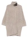 Liu •jo Beige Short Coat With High Collar In Gray