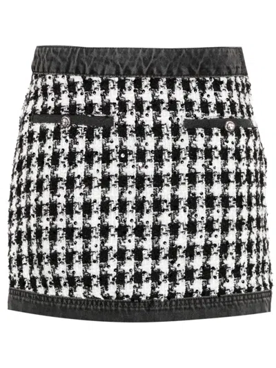 Liu •jo Bouclé Denim Mini Skirt In Negro