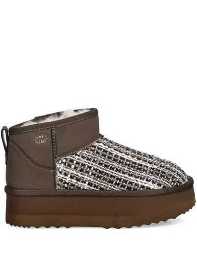 Liu •jo Bouclé-detailing Ankle Boots In Brown