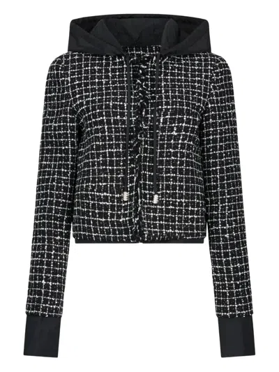 Liu •jo Bouclé Frayed Jacket In Black