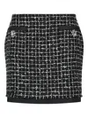 Liu •jo Bouclé Frayed Mini Skirt In Black