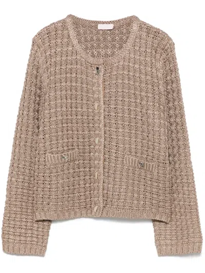 Liu •jo Bouclé Jacket In Gold
