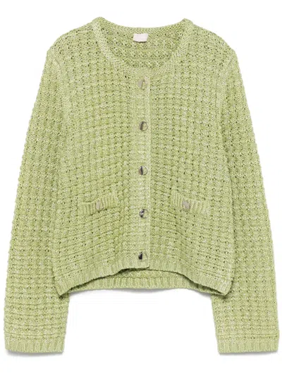 Liu •jo Bouclé Jacket In Green