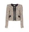 Liu •jo Fringe Trimmed Textured Jacket With Long Sleeves In Multicolour