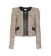 Liu •jo Fringe Trimmed Textured Jacket With Long Sleeves In Naturale