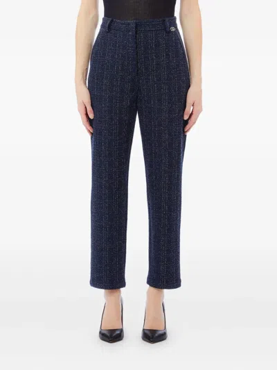 Liu •jo Bouclé Lurex Trousers In Blue