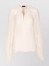 Liu •jo Bow Collar Button Charm Keyhole Pleated Sheer In White