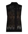 Liu •jo Openwork Bow-collar Knit Top In Black