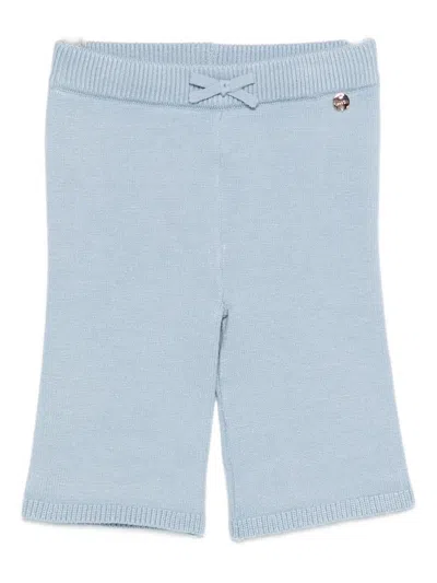 Liu •jo Babies' Bow-embellished Knitted Trousers In Blue