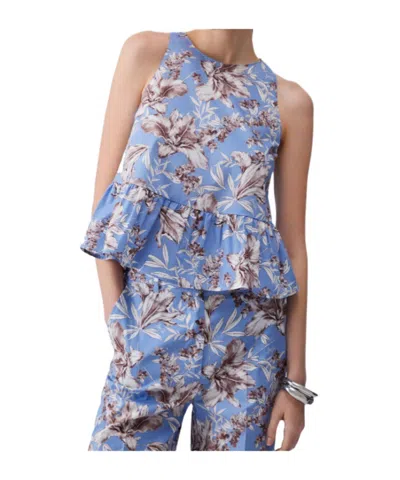 Liu •jo Liu Jo Bow-back Peplum Sleeveless Top In Blue