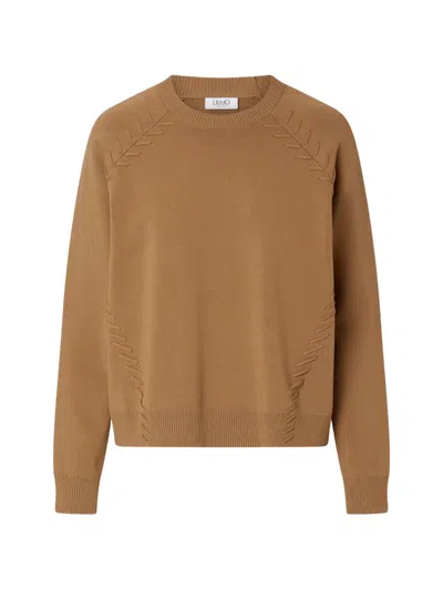Liu •jo Boxy Sweater With Braided Details In Neutral
